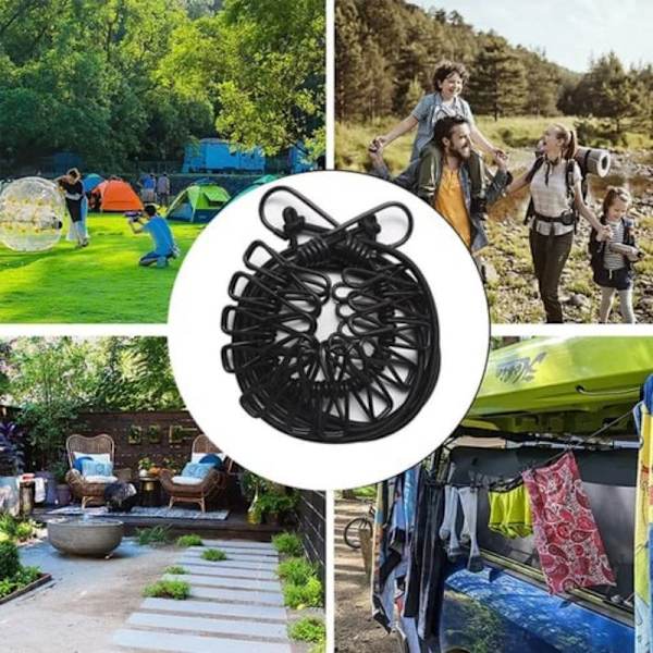 Bærbar tøjsnor til camping/baggård/campingvogn Bærbar stærk strækudendørs tøjsnor red