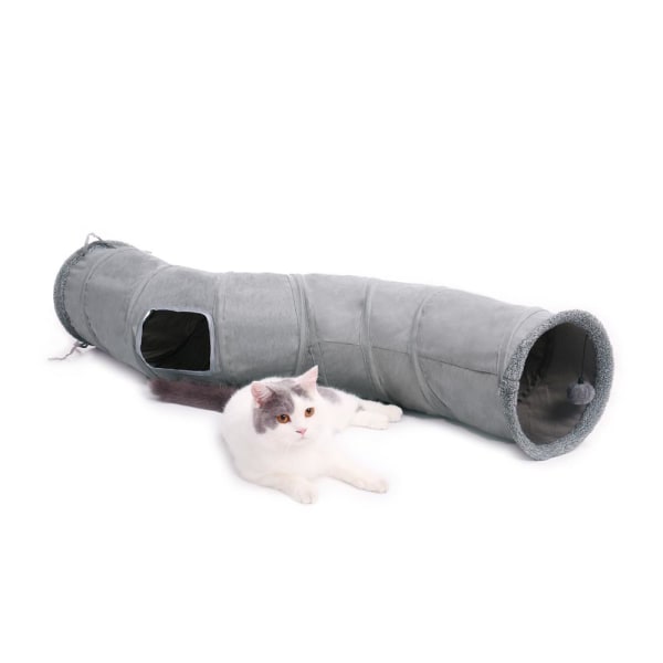 S Shape Sammenklappelig Cat Tunnel Cat Legetøj Slidstærkt ruskind gray 124*26cm