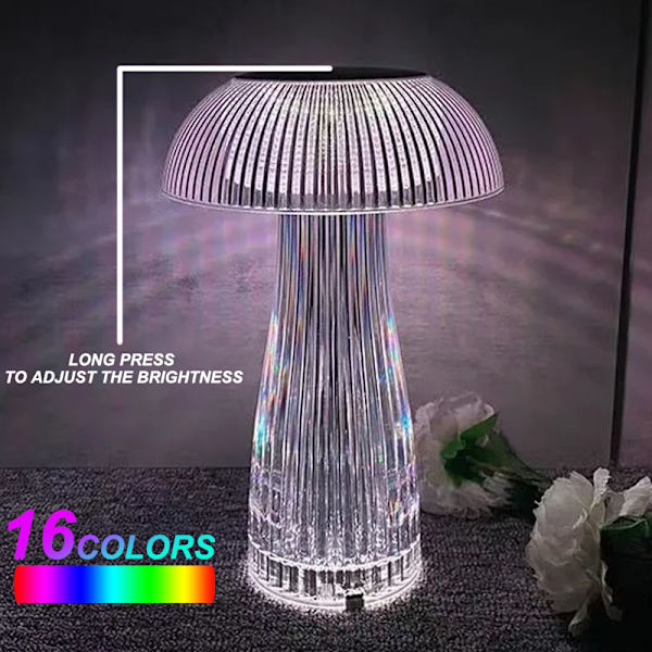 Creative Crystal Bordlampe Touch Mushroom Night Light USB 15.5*25.5cm
