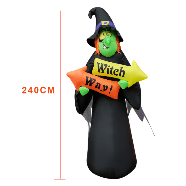 240 Cm Halloween Arch Witch Uppblåsbar dekoration Svart black 2.4m