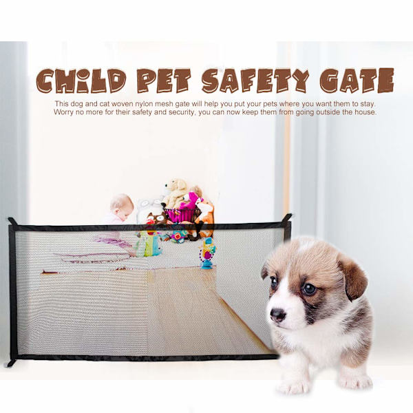 Dog Gate Genialt Mesh Hundstaket för inomhusbruk yellow small