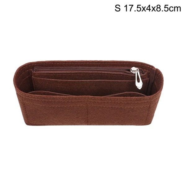 Multi-Pocket Women Insert Bag Handväska i filttyg Coffee S