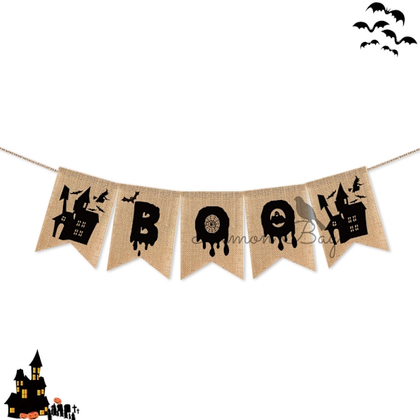 Jute Orange Sort Banner Rustik Land Glædelig Halloween khaki 13*17cm