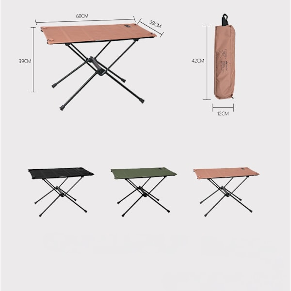 Bærbart klapbord Ultralet campingbord i aluminiumslegering tan Portable table