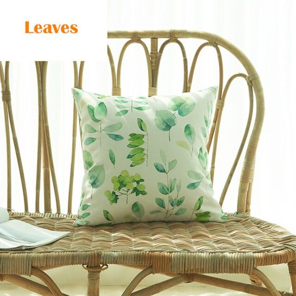 Solid vandtæt pudebetræk Enkel ren farve farvet polyester pudebetræk Vandtæt dekorativ pudebetræk til sofa Leaves 45X45CM
