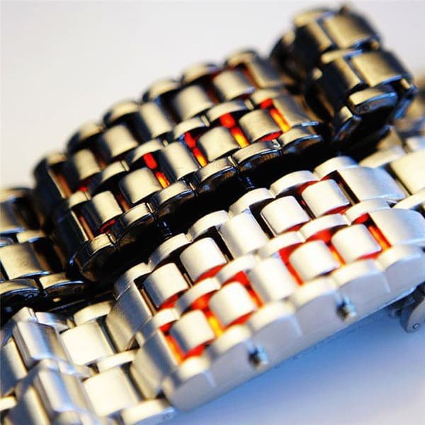 Version LED Lava Rannekellot Pari Version Watch Watch silver+blue 12.5*25*210mm