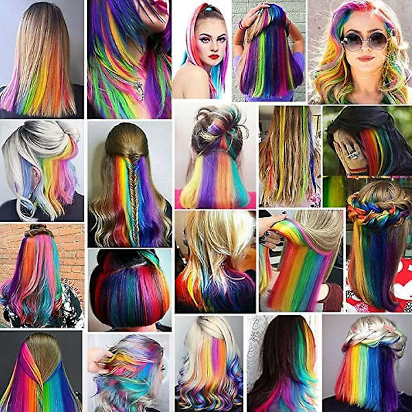 Rainbow Hair Extensions Färgat hårförlängning Clip In/on 9 st