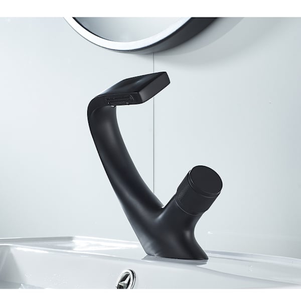 Badrumsvask varm- och kallvattenblandare svart kran black & rose gold high quality water-tap
