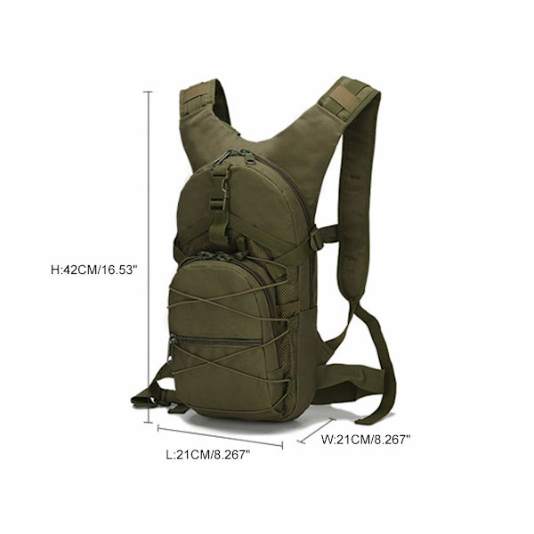 Naamioitu vedenpitävä, monitaskuinen taktinen pyöräreppu Army Green 21*21*42cm