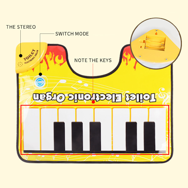 WC Piano Musiikki Matto Potta Kuuluva Matto Lattiamatto yellow 60*48cm