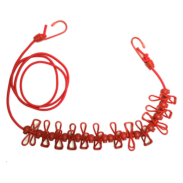 Udendørs camping skridsikker stretch tøjsnor med 12 klips black 12pcs