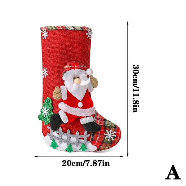 Broderad julstrumpa presentpåse Hängande öppen spis Trädstrumpor Juldekorationer för hem Barn Present Bear