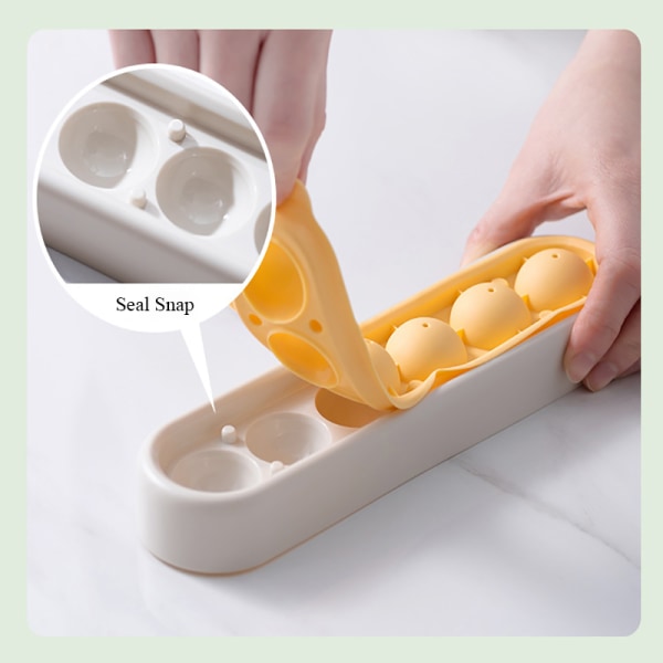 6 Grids Ice Cube Bakke Med Låg Rund Ice Ball Maker Form yellow-gray 22*5.5*3cm