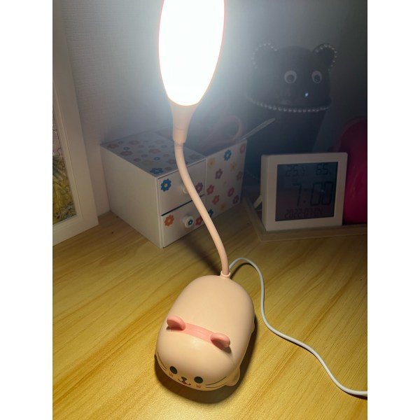 LED-bordslampa tecknad söt katt nattlampa pink