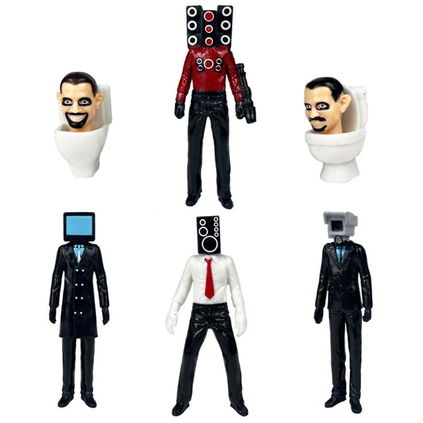 6. Sæt Skibidi Toalett Action Figur Sæt Spel Docka Figur Leksaker Barn Födelsedagspresenter Julklapp