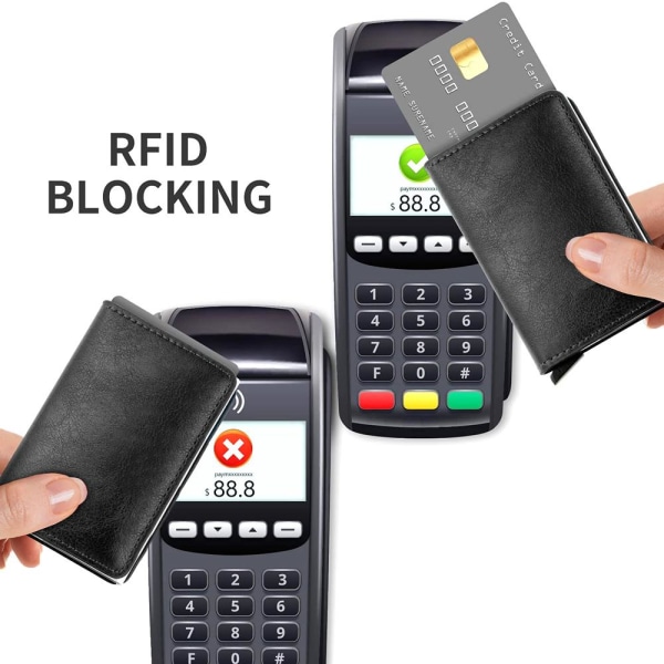 Automatisk kortholder med RFID-beskyttelse Mörkbrun