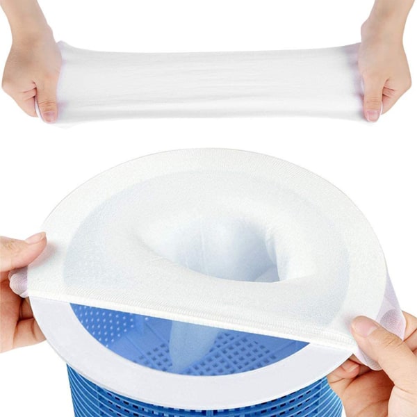 Nylon Mesh til filtre Kurve Pool Skimmer Sokker white+blue 5pcs