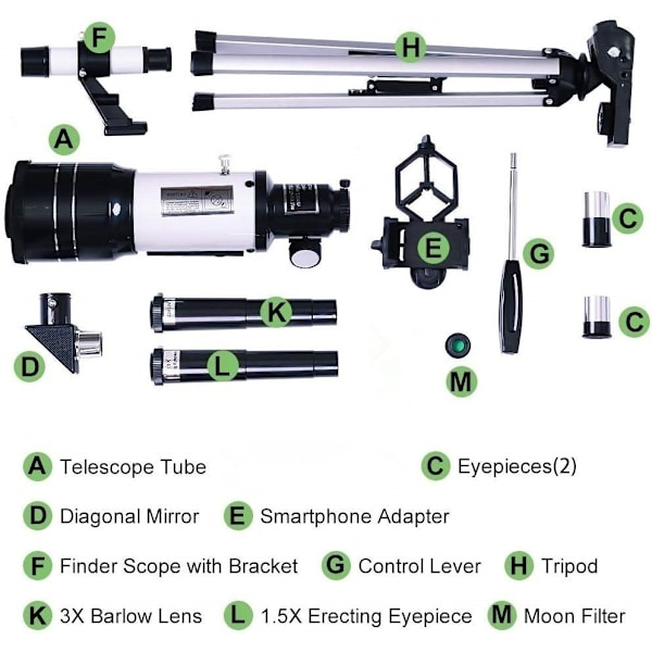 70 mm blænde monokulært HD 150X astronomisk teleskop Monocular set