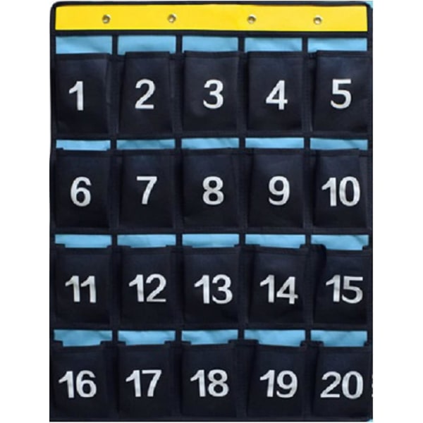 Numrerad Organizer Klassrum Fickkarta - Blå Fickkarta med 36 fickor för mobiltelefoner och miniräknare