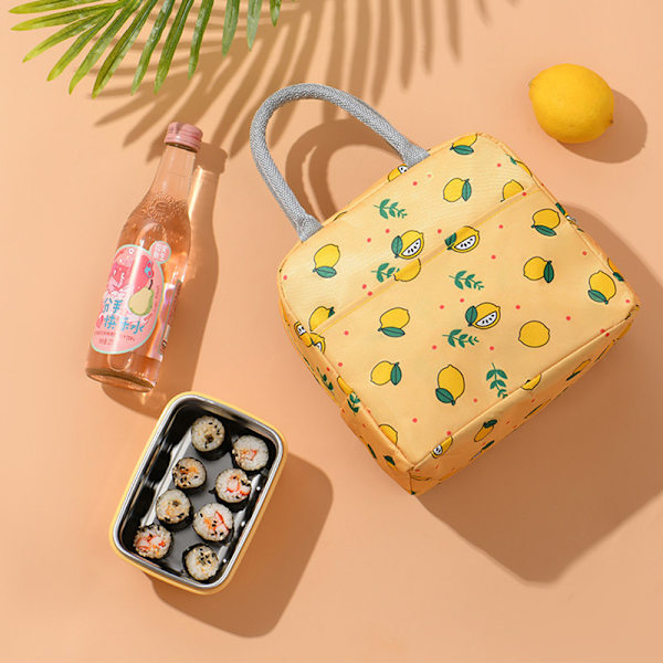 Søde Citron bærbare vandtætte lynlås frokostposer gray 22*15*17cm