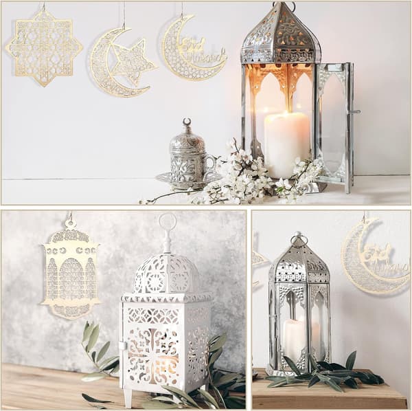 10 st trähänge Ramadan Eid Mubarak dekorationer