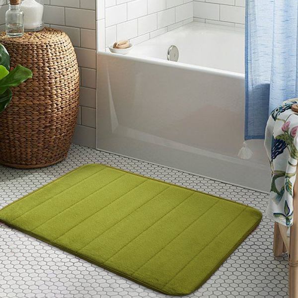 Blød Badeværelsesmåtte Hjemmebruser Bomuldsbadetæppe Anti-skrid green 40*60cm