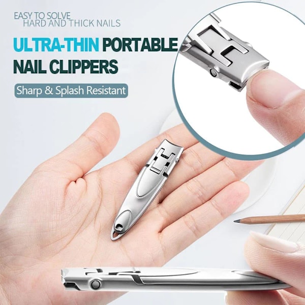 Ultratunna bärbara nagelklippare i rostfritt stål mot stänk silver 62*14mm