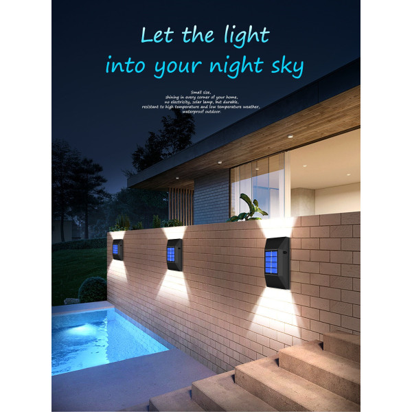 Utomhus Solar Lamp LED Solar Light Wall Street Light Lamp Garden white 2PCS