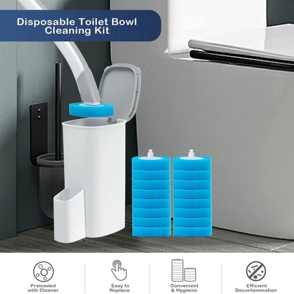 Kertakäyttöinen liukeneva wc-harja Seinään kiinnitettävä puhdistustyökalu kylpyhuoneen vaihtoharjalle Blue Set
