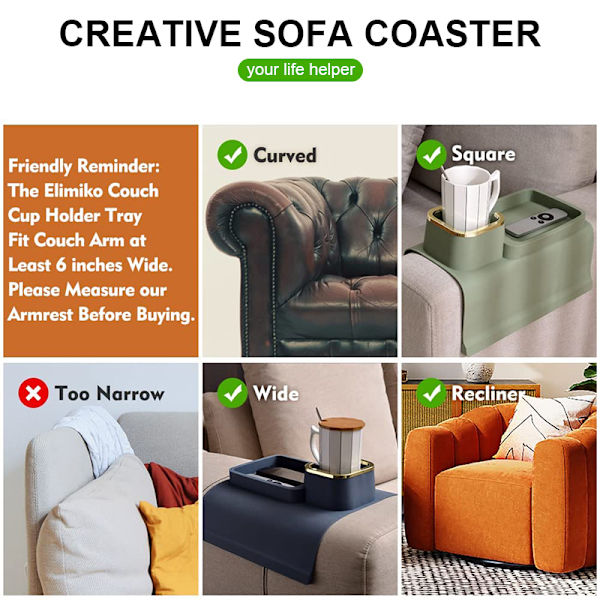 Soffbricka Silikon Recliner bricka Cup green