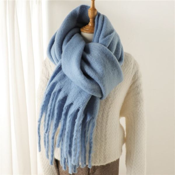 Cashmere varma solida halsdukar omslag kvinnliga tjocka mjuka stora tofsar Sjal långa stolar WT77-8