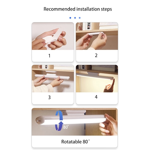 LED Sminkspegel Light Dimning USB Uppladdningsbar magnetisk vägglampa 34cm remote control