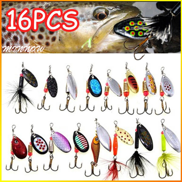 16 kpl Spinner-syötti 2,3 g ~ 12 g Hard Spoon Metal Fishing Lure 16PCS/Set