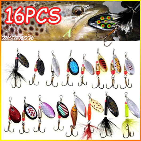 16 STK Spinner Bait 2,3g~12g Hard Spoon Metal Fiskelokke 16PCS/Set