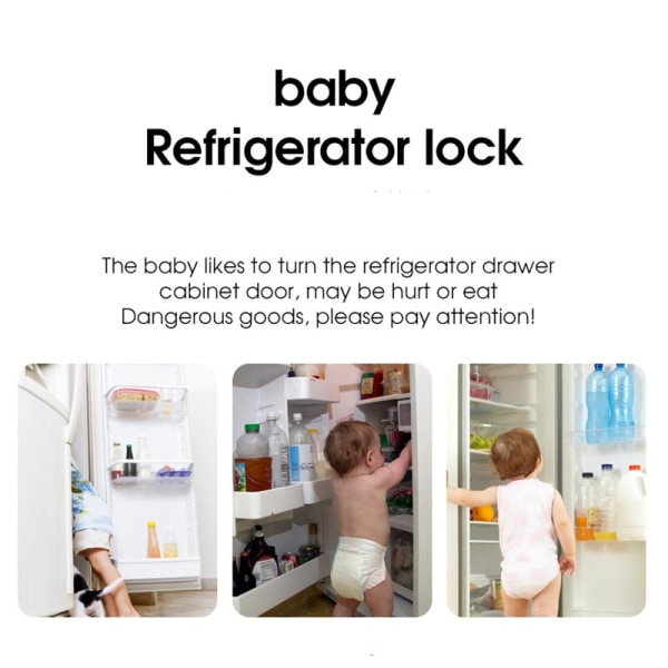Køleskabslås Multifunktions skuffelåse til børn Sikkerhedsbeskyttelse Baby Anti-klem håndskabsdørspænde 3 Pcs