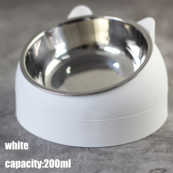 Pet Tilted Rostfritt stål foderbehållare halkfri bas white 400ml