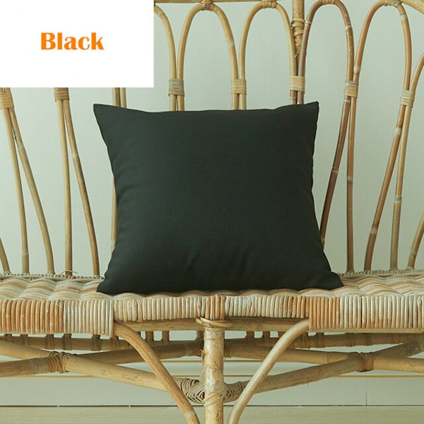 Solid vandtæt pudebetræk Enkel ren farve farvet polyester pudebetræk Vandtæt dekorativ pudebetræk til sofa Black 45X45CM