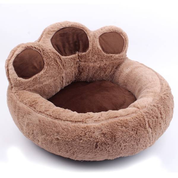 Velvet-sohva lämmin sänky talvikarhun tassun muotoinen pyöreä lemmikkipesä brown medium