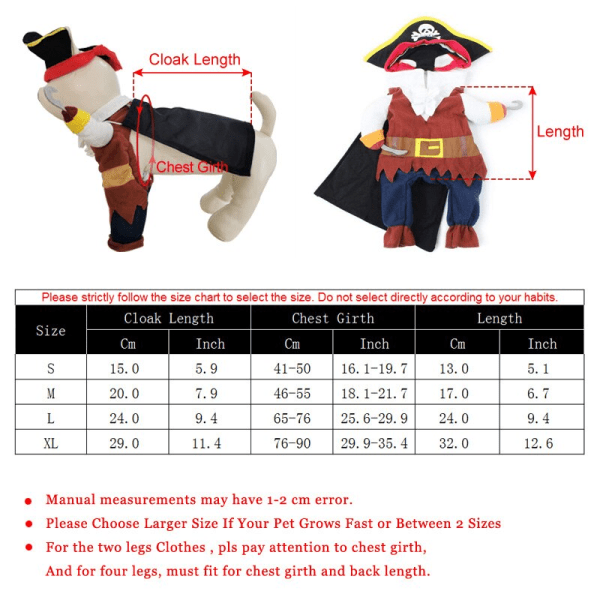 Puvut Merirosvo Puku Kissa Vaatteet Lemmikki Korsaari Halloween Pirate costume extra large