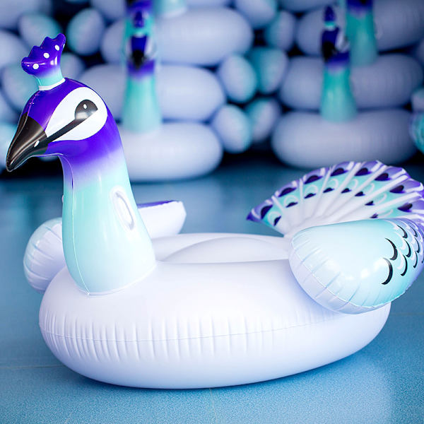 Uppblåsbar påfågel simring sommar pool flyter blue small