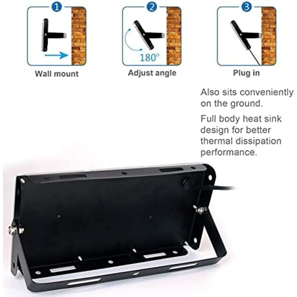 1/2kpl 50W musta vaalea musta vaalea UV-piste vedenpitävä IP65 UVA mustavalo musta ulkona black 1pc