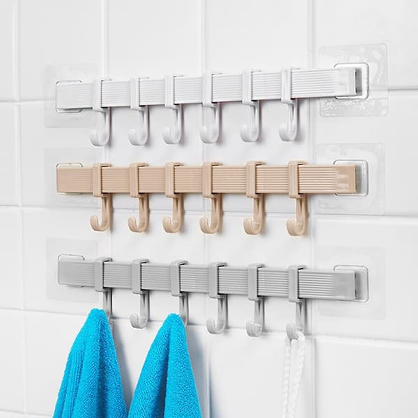 Badrumsjusterbart krokställ Dubbel sugkopp handduksställ white 40*9 cm