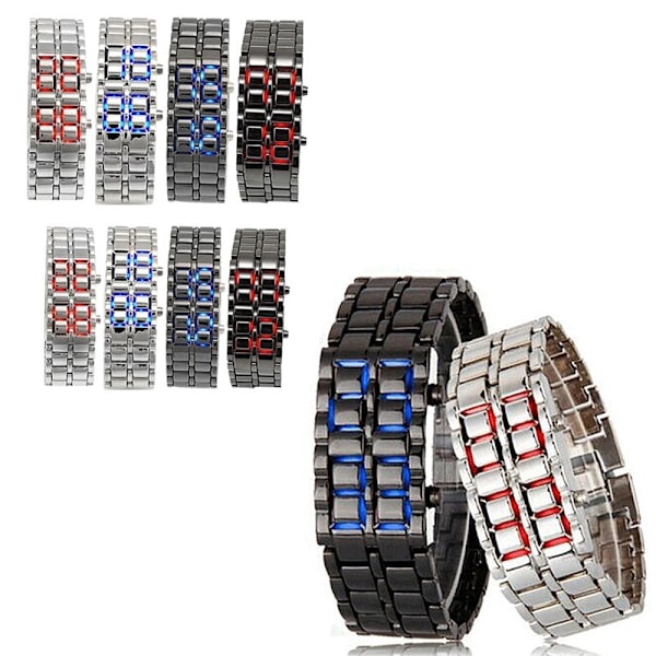 Version LED Lava Armbåndsur Par Version Chain Watch silver+blue 12.5*25*210mm