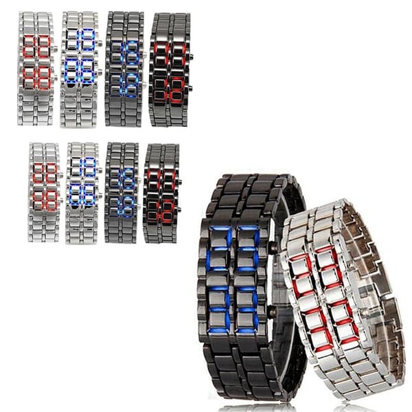 Version LED Lava Armbåndsur Par Version Chain Watch silver+red 12.5*25*210mm