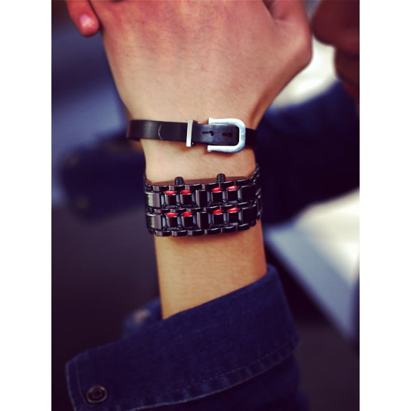 Version LED Lava Armband Watch Par Version Chain Watch silver+red 12.5*25*210mm