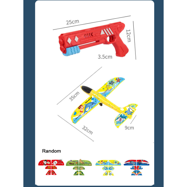Vaahtolentokoneen 10 metrin kantoraketti katapultti lentokonelelut yellow+red 35x6x20cm