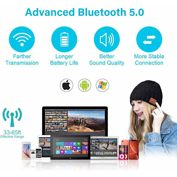 Vinter Bluetooths øretelefon USB genopladeligt musikheadset gray 24*23.5cm