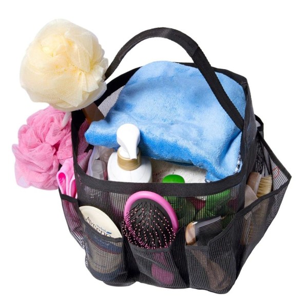 Portable Mesh Shower Caddy Quick Dry Badtoalettväska black spot 20*20cm