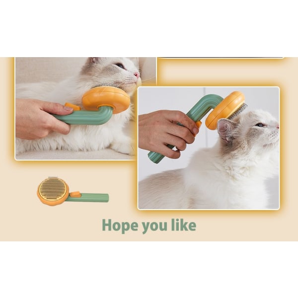 Självrengörande Slicker Brush Particle Pet Comb pumpkin color 195*84*66MM