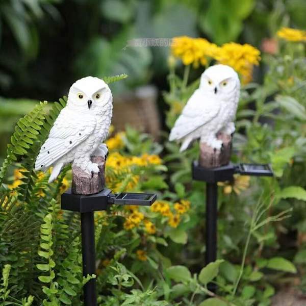 Garden Owl Outdoor Solar LED Trädgårdsljus red